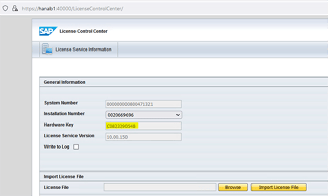 SAP License Control Center